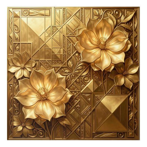 Luxurious Gold Art Deco Floral Embossed Pattern
