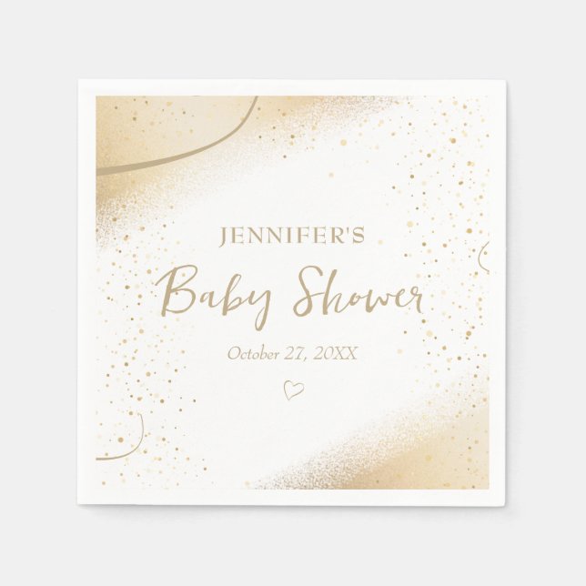 Luxurious Gold Baby Shower Napkins (Front)