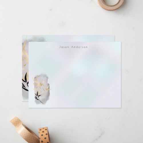 Luxurious Gold Bamboo Monogram Note Card