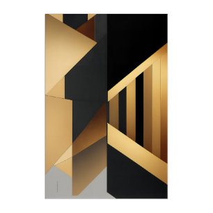 Luxurious Gold Black Abstract Acrylic Print