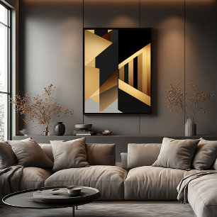 Luxurious Gold Black Abstract Canvas Print