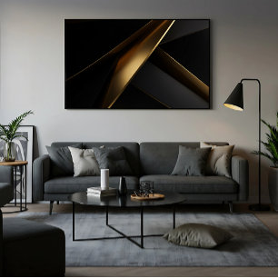 Luxurious Gold Black Abstract Geometric Poster