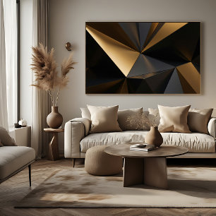 Luxurious Gold Black Abstract Geometric Poster