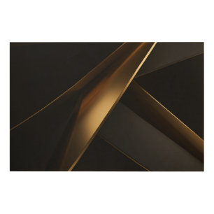 Luxurious Gold Black Abstract Geometric Wood Wall Art
