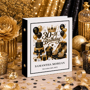Luxurious Gold Black Glitter 30th Birthday Binder