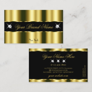 Luxurious Gold Black Sparkling Diamonds Glamorous Business Card