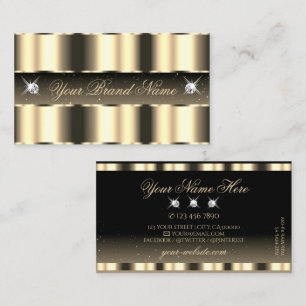 Luxurious Gold Black Sparkling Diamonds Glamorous Business Card