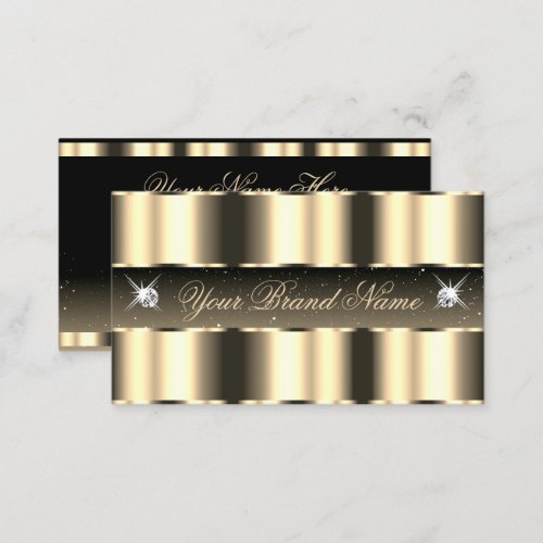 Luxurious Gold Black Sparkling Diamonds Glamorous Business Card