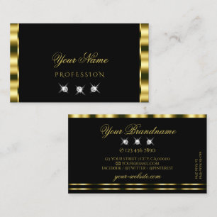 Luxurious Gold Black Sparkling Diamonds Glamorous Business Card
