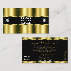 Luxurious Gold Black Sparkling Diamonds with Logo Business Card