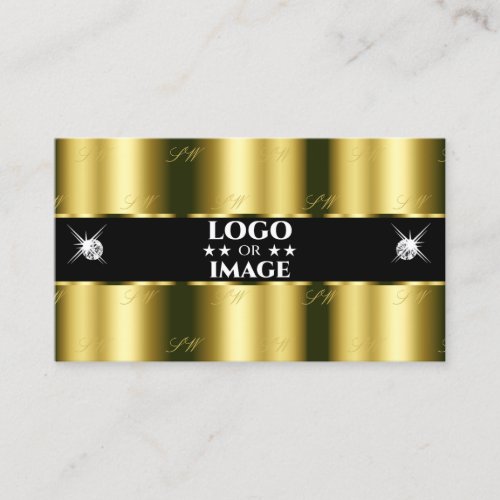 Luxurious Gold Black Sparkling Diamonds with Logo Business Card