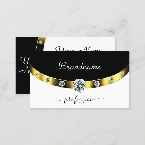 Luxurious Gold Border Black and White Initials Business Card