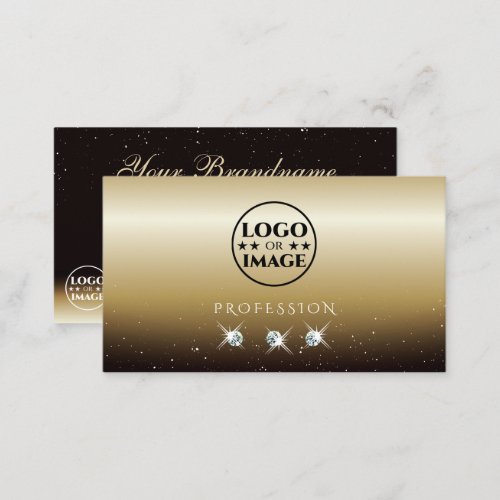 Luxurious Gold Brown Sparkling Diamonds with Logo Business Card