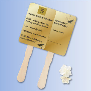 luxurious gold charity auction wildlife theme hand fan