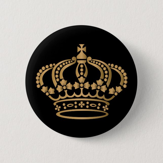 Luxurious Gold Crown Black Button (Front)