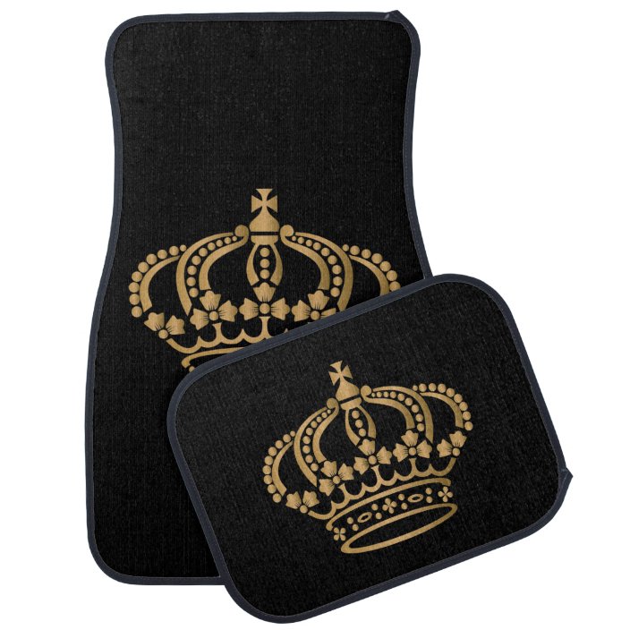 Luxurious Gold Crown Black Car Floor Mat