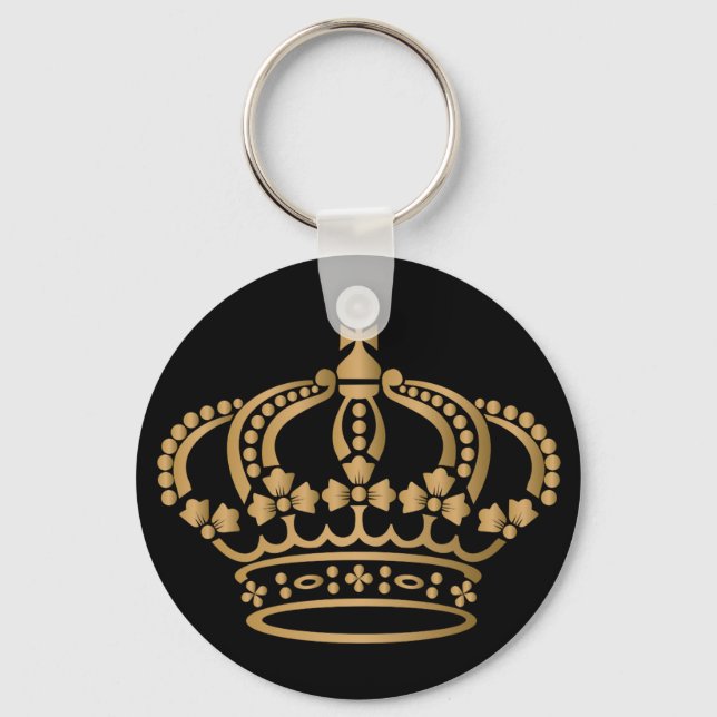 Luxurious Gold Crown Black Keychain (Front)
