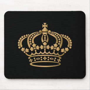 Luxurious Gold Crown Black Mouse Pad
