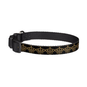 Luxurious Gold Crown Black Pet Collar