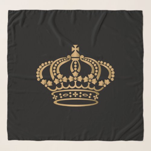 Luxurious Gold Crown Black Scarf