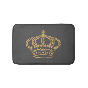 Luxurious Gold Crown Dark Grey Bath Mat