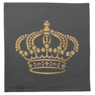 Luxurious Gold Crown Dark Grey Cloth Napkin