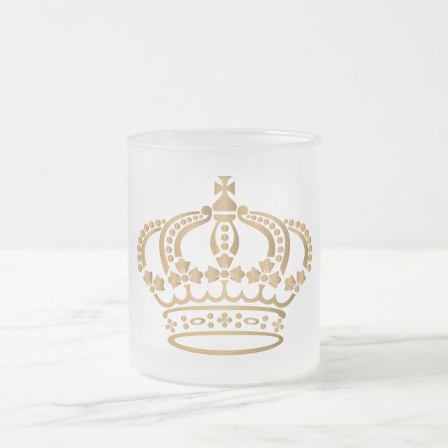 Luxurious Gold Crown Frosted Glass Coffee Mug (Center)