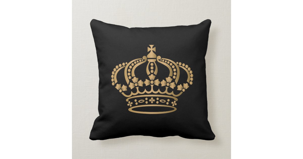 Luxurious Gold Crown Throw Pillow