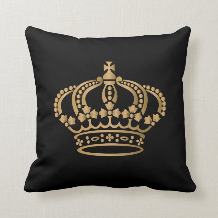Luxurious Gold Crown Throw Pillow