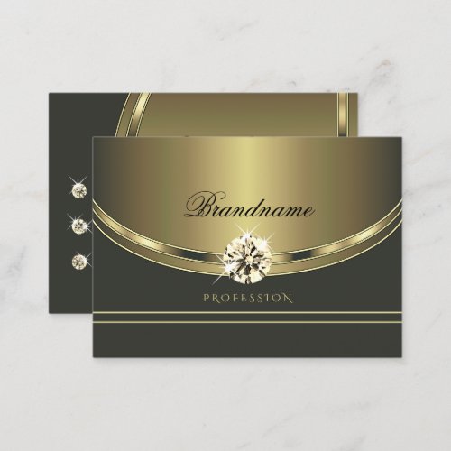 Luxurious Gold Dark Gray with Sparkling Diamonds Business Card