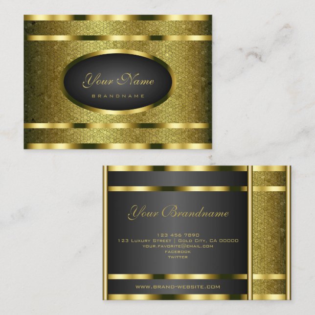 Luxurious Gold Effect Snake Pattern Professional Business Card (Front/Back)