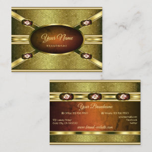 Luxurious Gold Effects Marble with Faux Gemstones Business Card