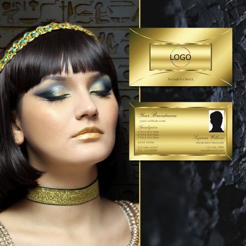 Luxurious Gold Effects with Logo and Photo Stylish Business Card
