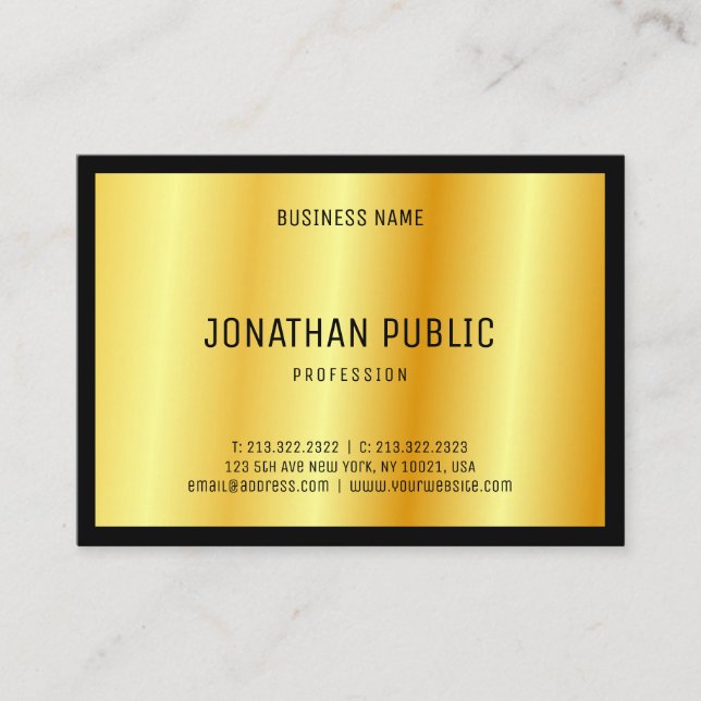 Luxurious Gold Elegant Custom Modern Template Business Card (Front)