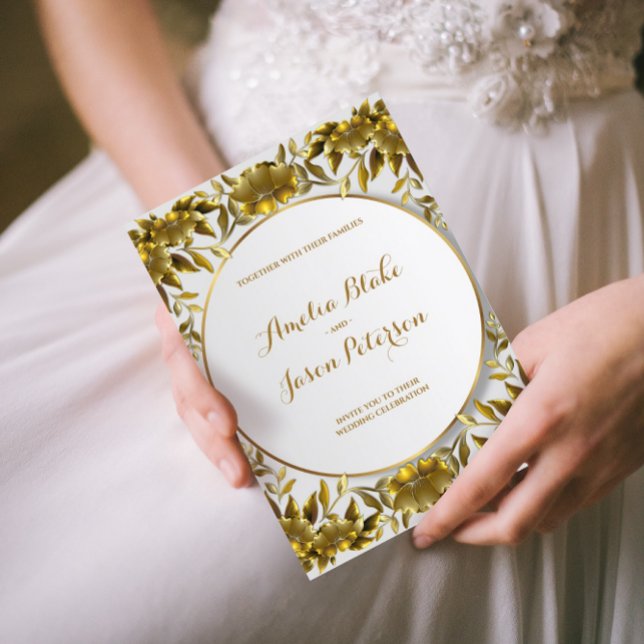 Luxurious Gold Engraved Foliage Wedding Invitation (Creator Uploaded)