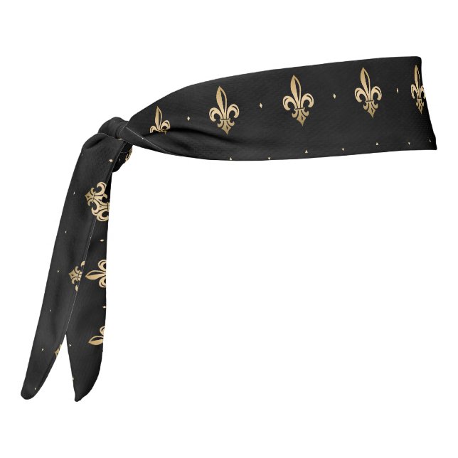 Luxurious Gold Fleu de Lis Black Tie Headband (Rotate 270)