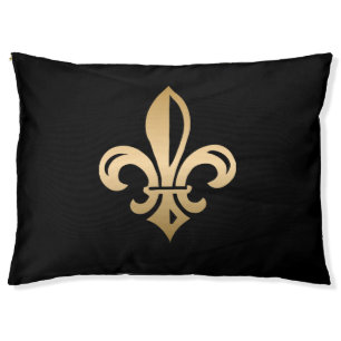 Luxurious Gold Fleur de Lis Black Pet Bed