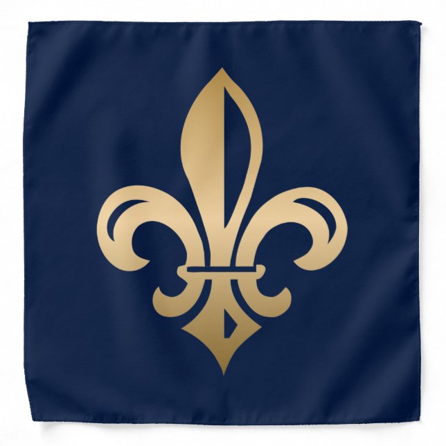 Luxurious Gold Fleur de Lis Navy Bandana (Front)