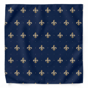 Luxurious Gold Fleur de Lis Navy Bandana