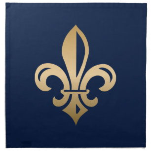 Luxurious Gold Fleur de Lis Navy Cloth Napkin