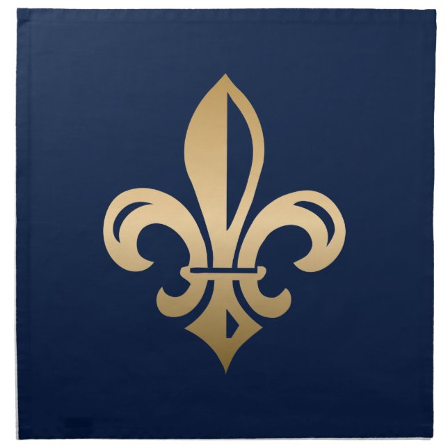Luxurious Gold Fleur de Lis Navy Cloth Napkin (Front)