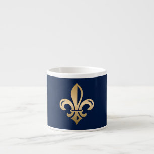 Luxurious Gold Fleur de Lis Navy Espresso Cup