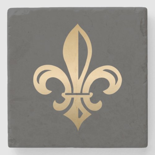 Luxurious Gold Fleur de Lis Stone Coaster