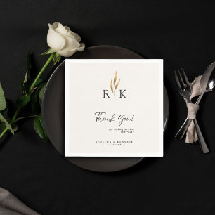 Luxurious Gold Floral Monogram Wedding Thank you Napkins