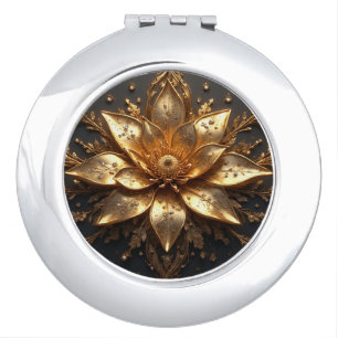 Luxurious Gold Flower Compact Mirror