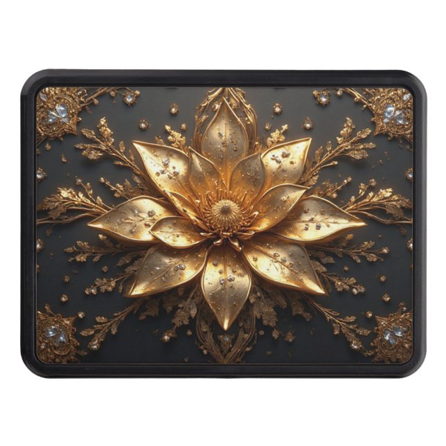 Luxurious Gold Flower Hitch Cover (Front)