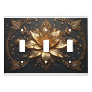 Luxurious Gold Flower Light Switch Cover