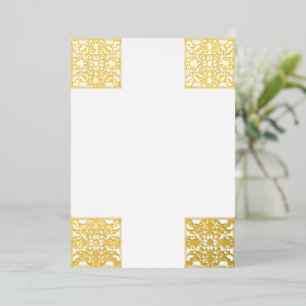Luxurious Gold Foil Baroque Frame Blank Invitation