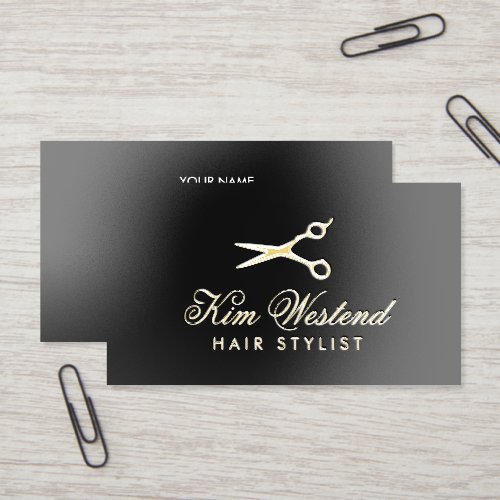 Luxurious gold foil hair salon business cards