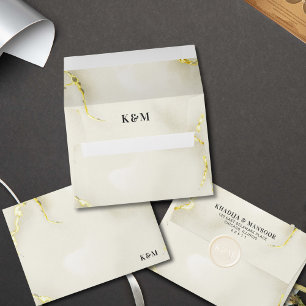 Luxurious Gold Foil Marble Texture Vintage Wedding Envelope